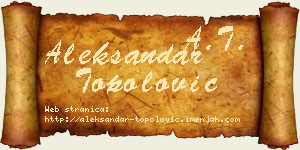 Aleksandar Topolović vizit kartica